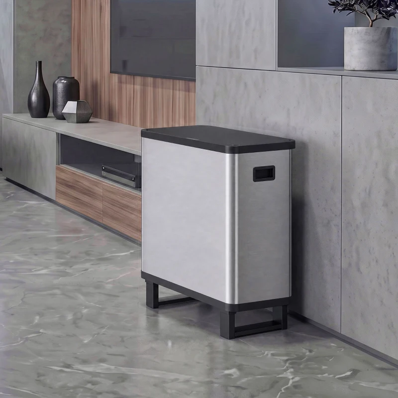 HOMCOM Pattumiera Automatica con Sensore 54L, 3 Scomparti, Secchi Interni Rimovibili, Acciaio Inox, Argento