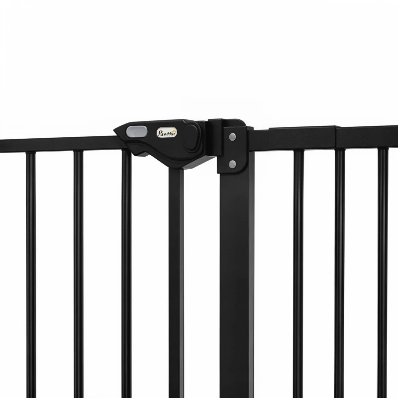 PawHut Metal 74-94cm Wide Adjustable Dog Gate Black