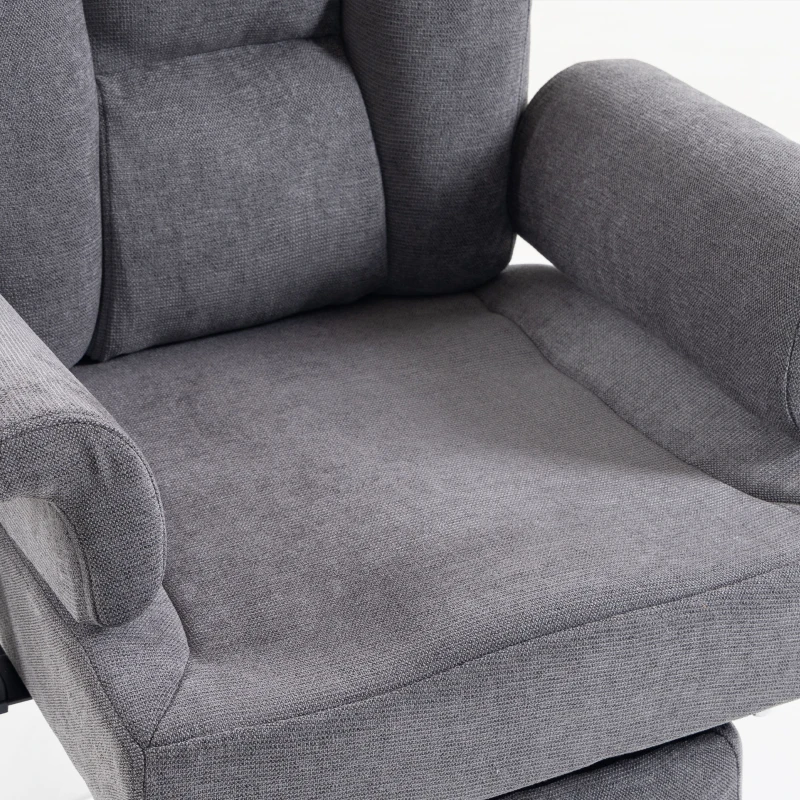 HOMCOM 250 kg Big and Tall Massage Office Chair with Heat, High Back, Height Adjustable Linen Executive Desk Chair, Dark Grey