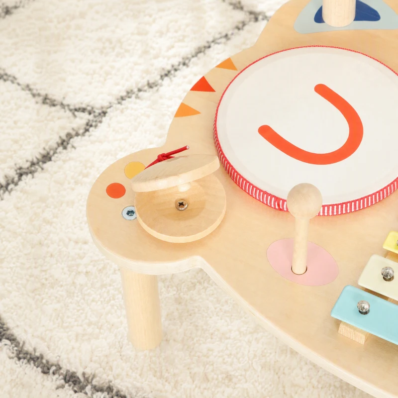 AIYAPLAY Bateria Infantil de Madeira Montessori com Xilofone, Prato, Maraca e Bloco Sonoro, Presente para Criança, 18 Meses-6 Anos