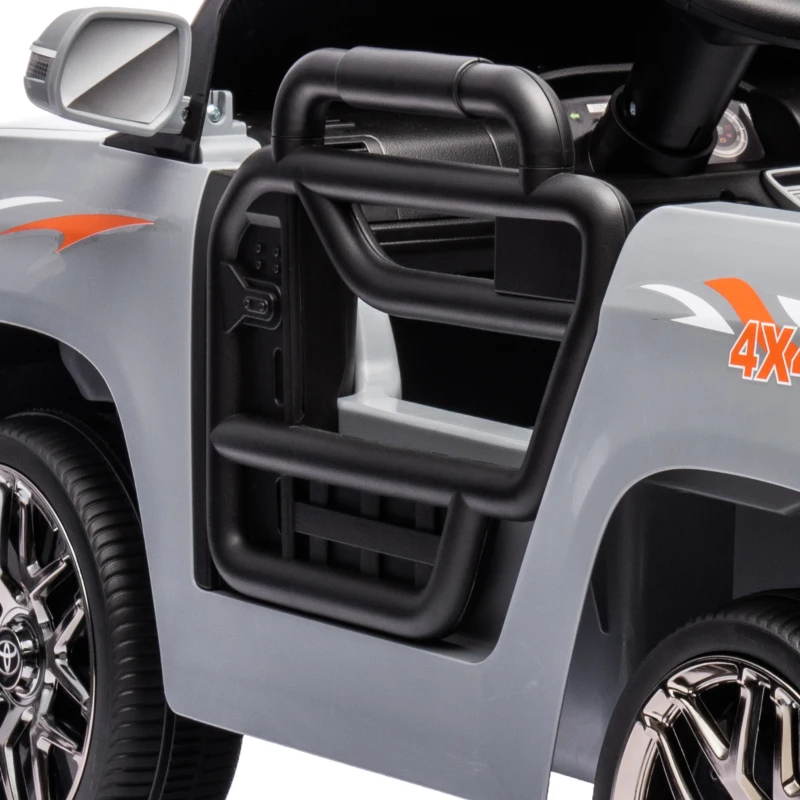 AIYAPLAY Carro Elétrico para Crianças Toyota Land Cruiser 12V com Faróis Buzina Arranque Lento e Música MP3 107x65x55,5 cm Cinza
