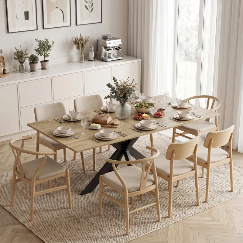 HOMCOM Tavolo da Pranzo Allungabile 4-8 Posti, Rovere