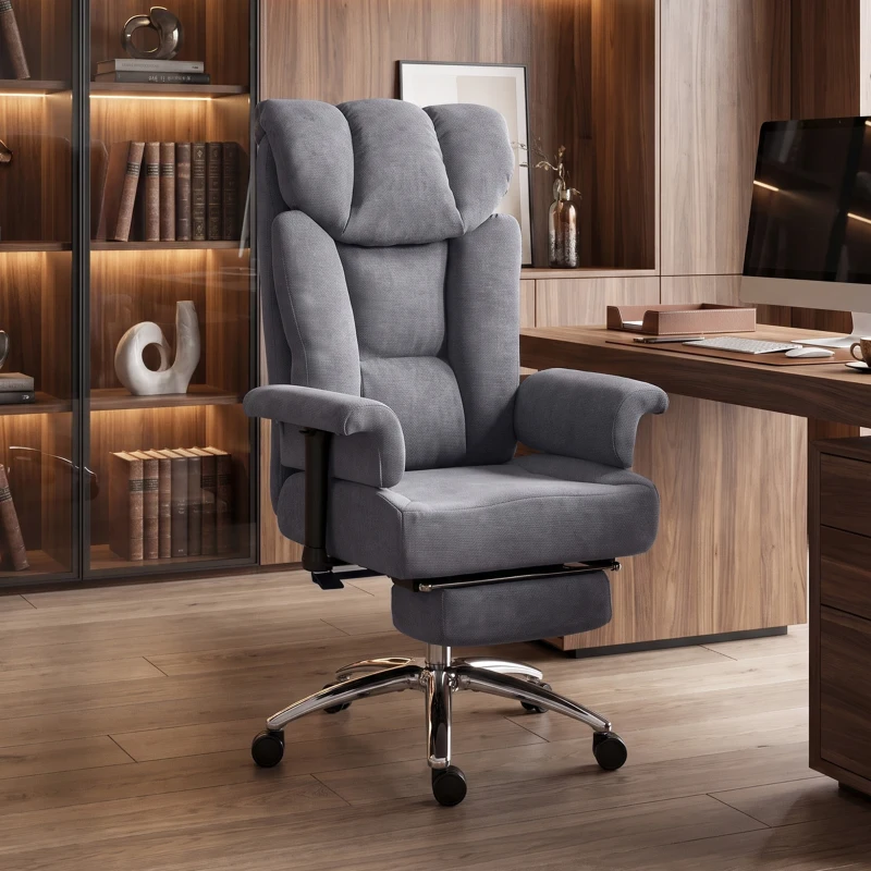 HOMCOM 250 kg Big and Tall Massage Office Chair with Heat, High Back, Height Adjustable Linen Executive Desk Chair, Dark Grey
