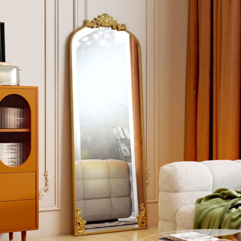 HOMCOM Specchio da Terra e da Appoggio in Stile Vintage 180x75 cm, Oro
