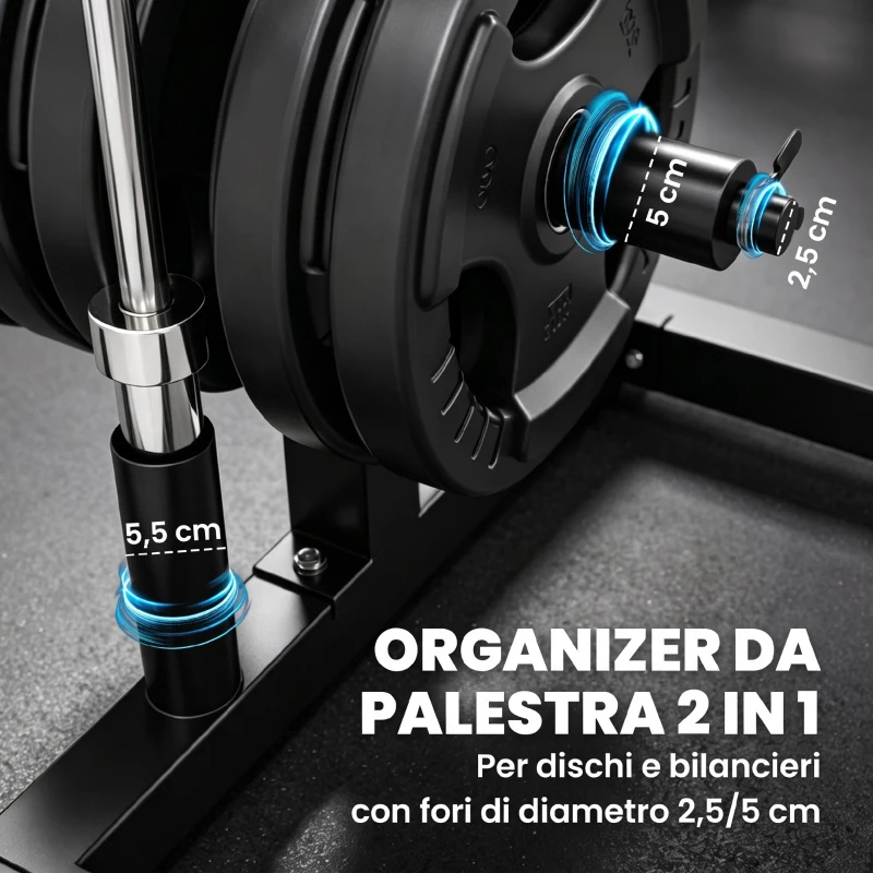 SPORTNOW Rastrelliera Portadischi 3 Livelli con Adattatori 2,5/5 cm Nero