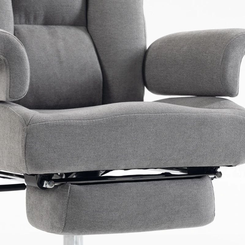HOMCOM 250 kg Big and Tall Massage Office Chair with Heat, High Back, Height Adjustable Linen Executive Desk Chair, Grey