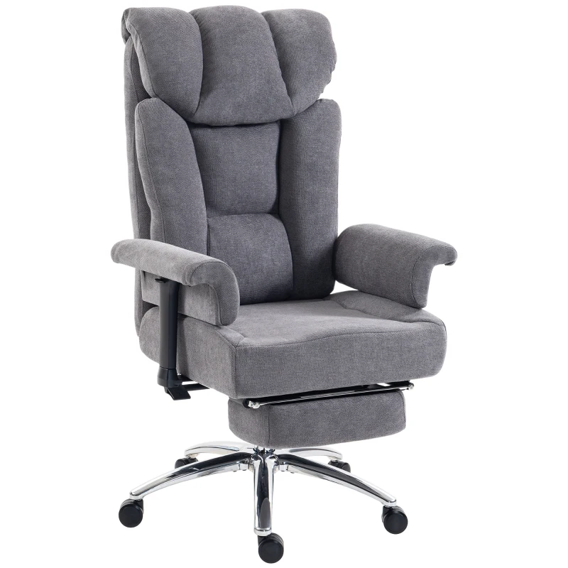 HOMCOM 250 kg Big and Tall Massage Office Chair with Heat, High Back, Height Adjustable Linen Executive Desk Chair, Dark Grey