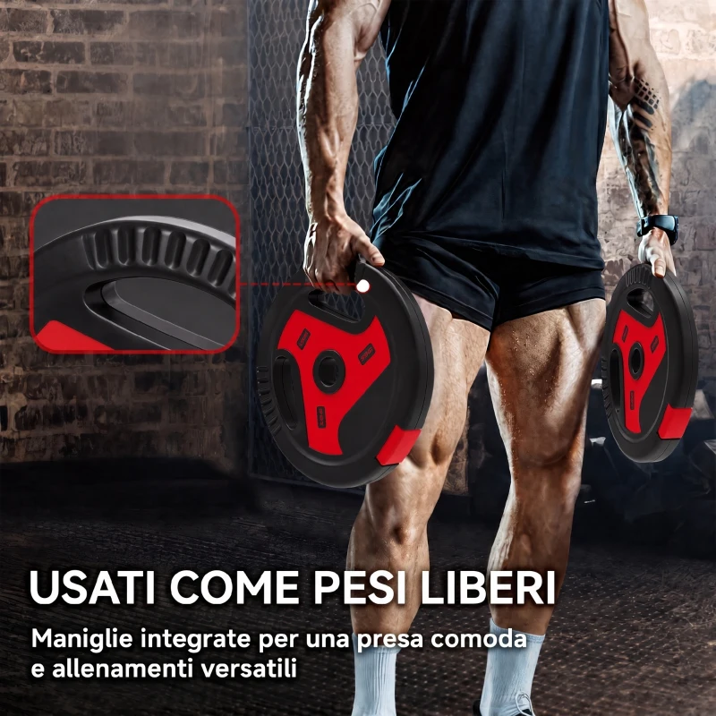SPORTNOW Dischi Palestra con Maniglie, 20 kg, Foro 2.5cm, Set 4