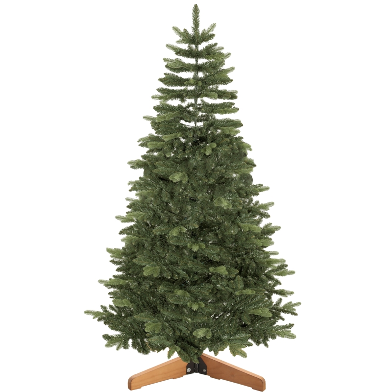 HOMCOM Künstlicher Weihnachtsbaum 180 cm, Edeltanne, voll mit Klappästen, 961 Spitzen, faltbarer Holzständer, Grün