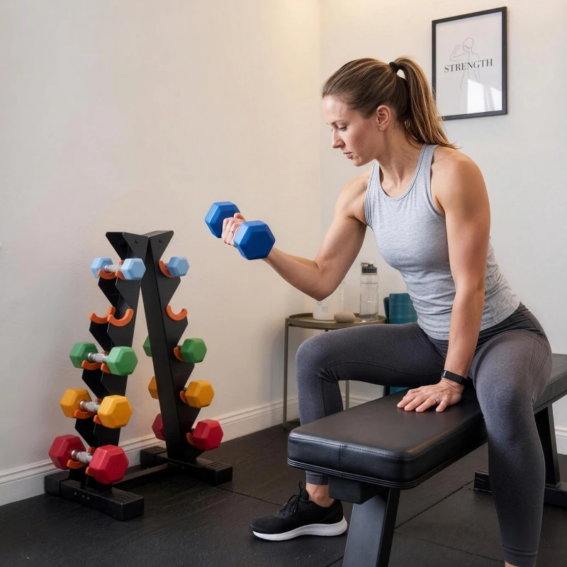 SPORTNOW 5-Tier Dumbbell Rack, A-Frame Weight Stand with Protective Washers, Non-Slip Feet, Space-Saving Storage for Home Gym