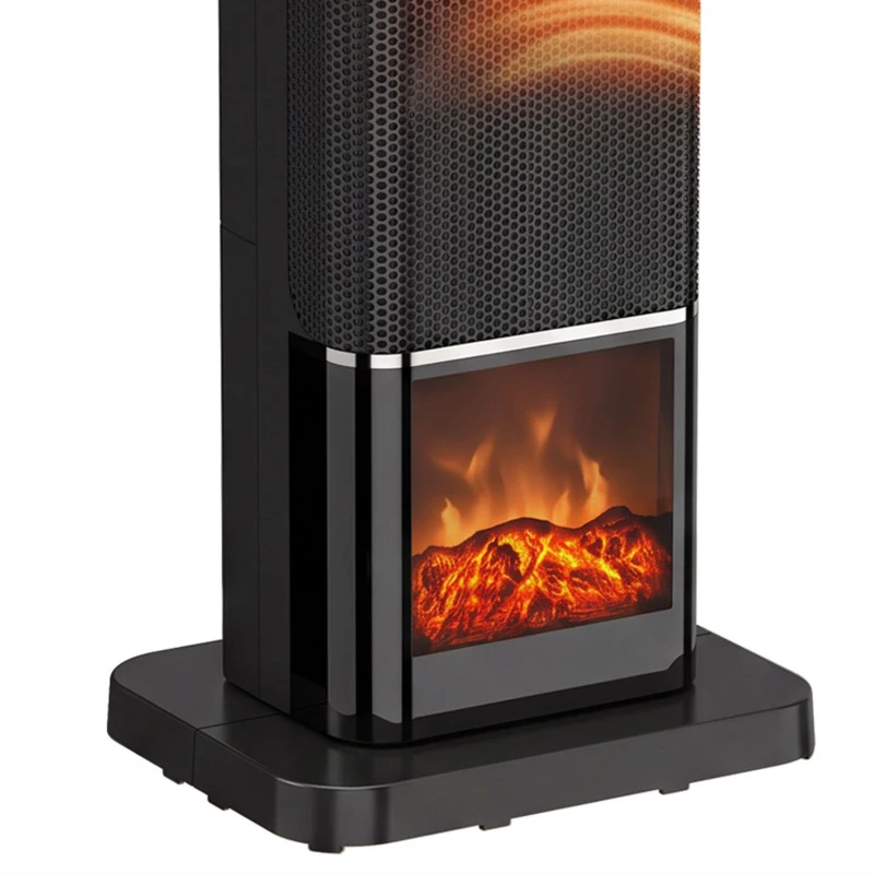 HOMCOM 2000W keramische heater met vlameffect, thermostaat en afstandsbediening, zwart