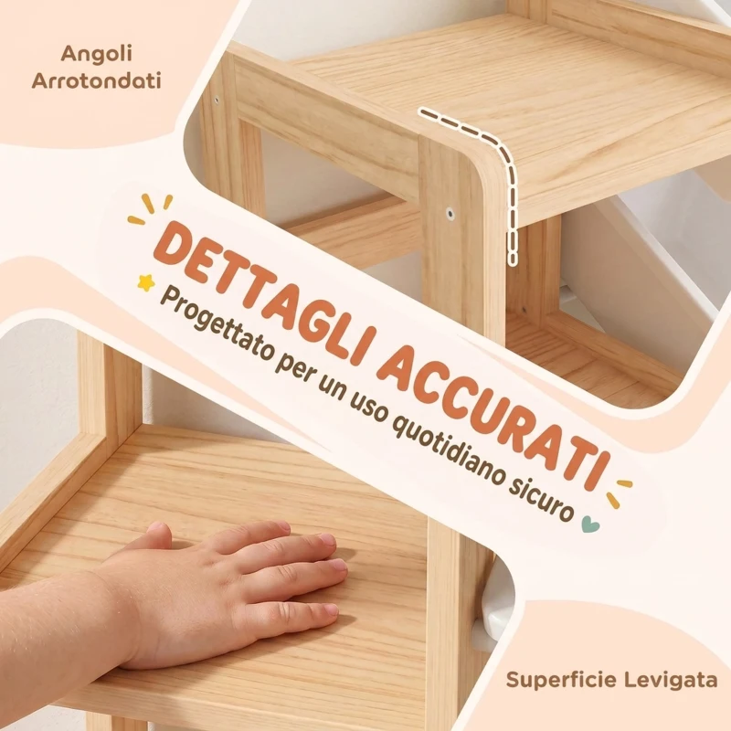 AIYAPLAY Mobile Portagiochi Con 12 Contenitori e 3 Mensole, Legno Naturale Bianco