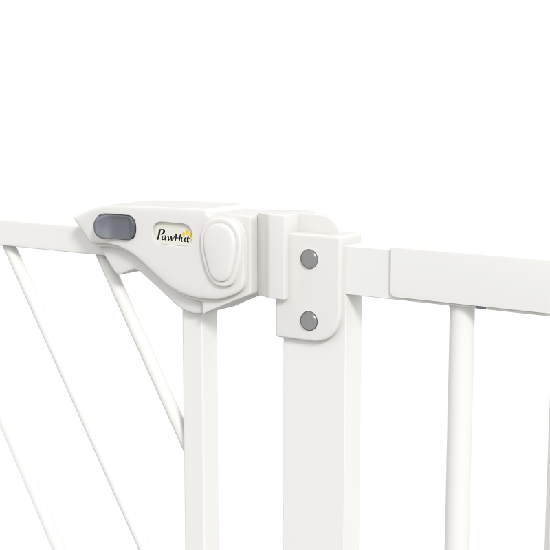 PawHut Pressure Fit Stair Gate Dog Gate w/ Auto Closing Door, Double Locking, Easy Installation, for 74-100cm Openings - White