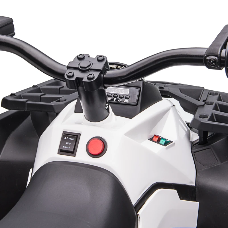 HOMCOM Quad Buggy électrique Enfant 12 V 8 Km/h Max. Voiture électrique Enfant avec Effets Lumineux sonores métal PP Blanc Noir