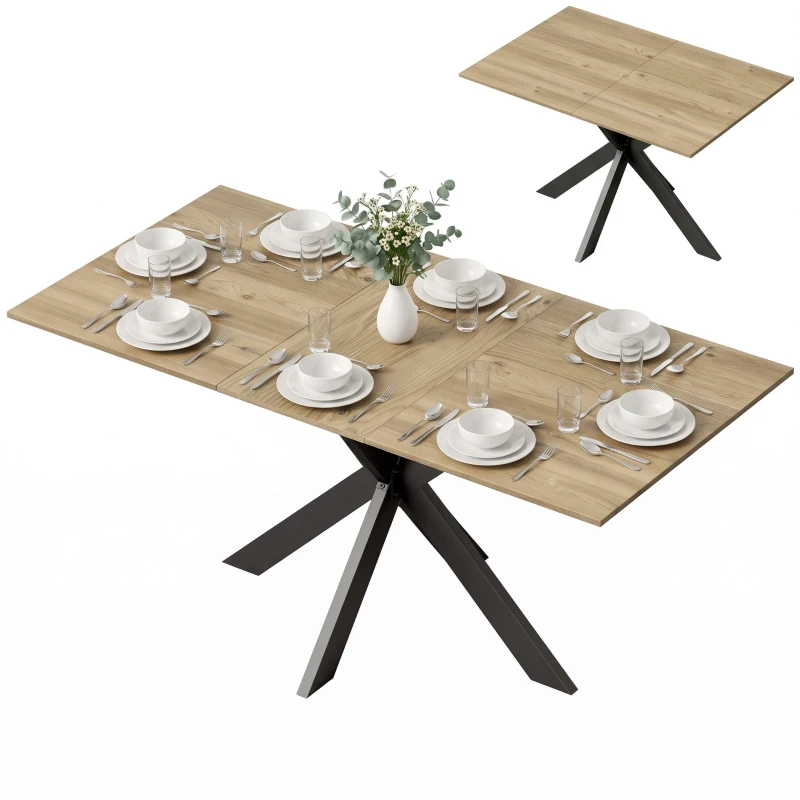 HOMCOM Tavolo da Pranzo Allungabile 4-8 Posti, Rovere