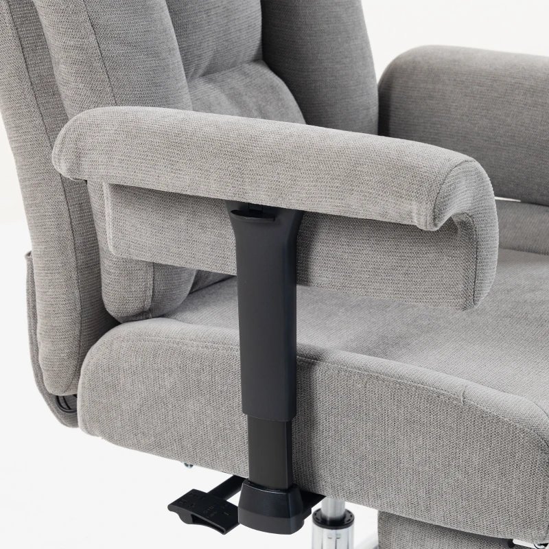 HOMCOM 250 kg Big and Tall Massage Office Chair with Heat, High Back, Height Adjustable Linen Executive Desk Chair, Grey
