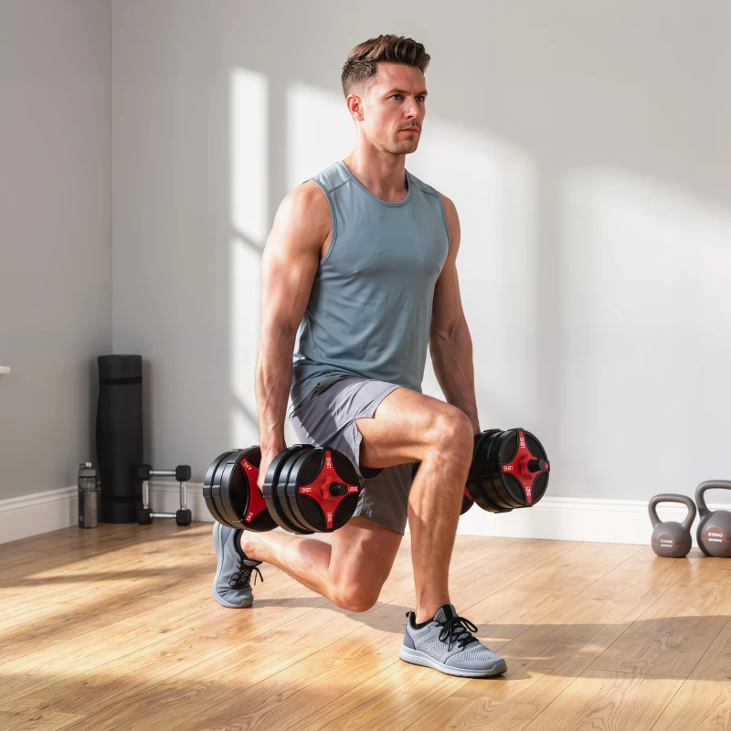 SPORTNOW Conjunto de Halteres Ajustáveis 5 em 1 30 kg Barra e Kettlebell