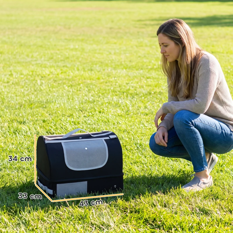 PawHut Lettiera per Gatti Portatile Pieghevole con Coperchio Rimovibile in Tessuto Oxford 600D Impermeabile, Nero