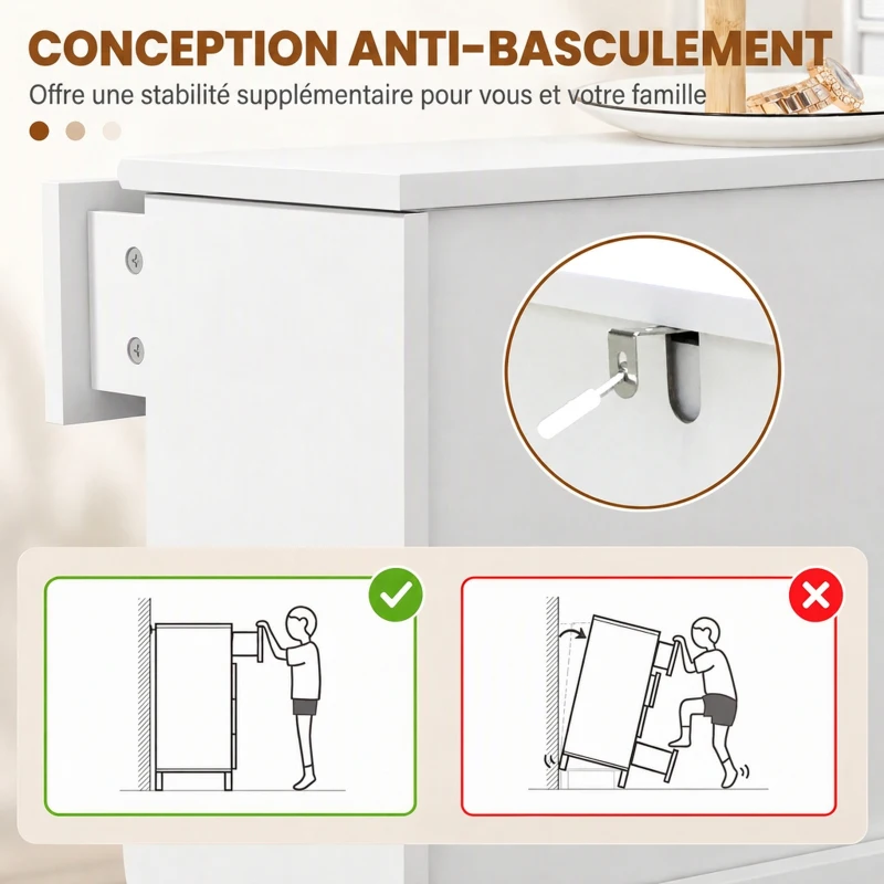 HOMCOM Meuble chaussure entrée étroit avec tiroirs à portes abattants et étagère réglable, 60 x 23,5 x 98,5 cm, blanc