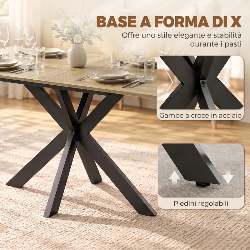 HOMCOM Tavolo da Pranzo Allungabile 4-8 Posti, Rovere