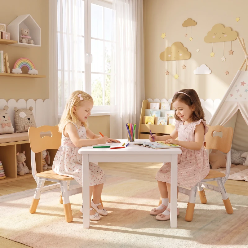 AIYAPLAY 2 PCS Kids Desk Chairs, 3 Level Height Adjustable Children's Chairs with Backrest for 1.5-8 Years, Max Load 50KG, Brown