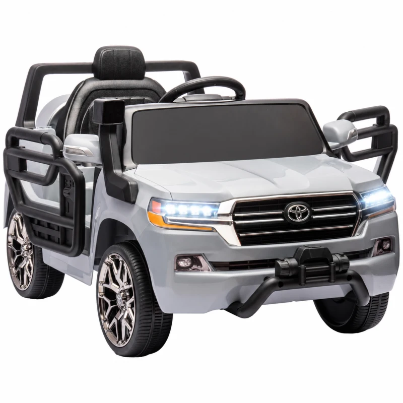 AIYAPLAY Carro Elétrico para Crianças Toyota Land Cruiser 12V com Faróis Buzina Arranque Lento e Música MP3 107x65x55,5 cm Cinza