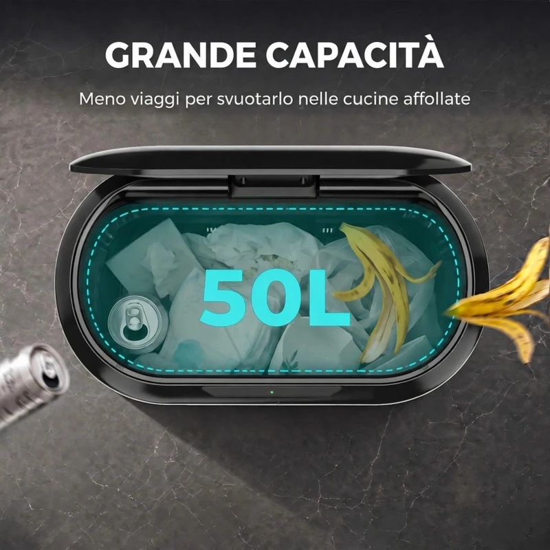 HOMCOM Pattumiera Automatica con Sensore a Infrarossi 50 L in Acciaio Inox Anti-Impronta, Chiusura Ammortizzata, Argento