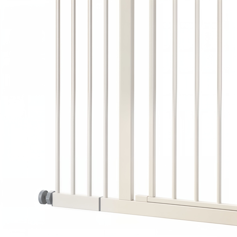 PawHut Pressure Fit Dog Stair Gate No Drilling Safety Gate Auto Close for Doorways, Hallways, 74-94cm Adjustable, 94cm Tall, White