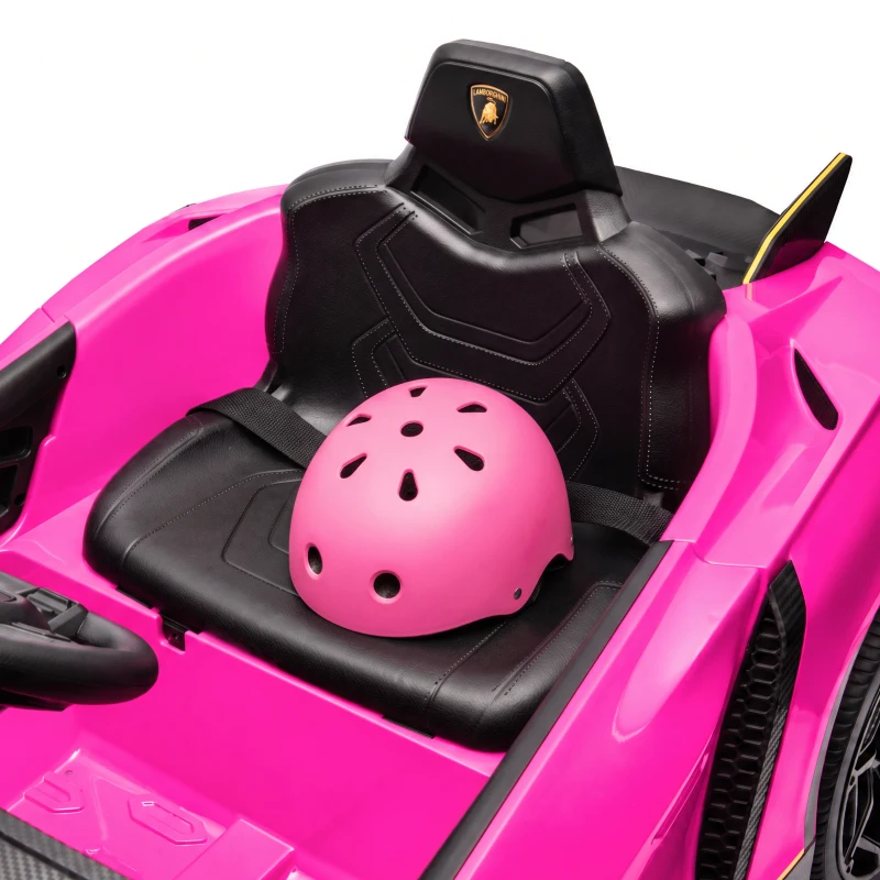 AIYAPLAY Carro Elétrico para Crianças Lamborghini 12V Controlo Remoto Faróis Buzina Arranque Lento e Música MP3 114,5x64x45,5 cm Rosa
