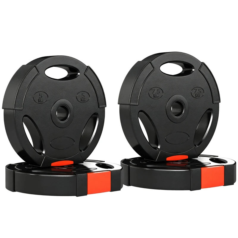 SPORTNOW Juego de Discos Pesas de 4 Piezas 2x5 kg 2x7,5 kg con Orificios de 2,5 cm para Entrenamiento Fitness en Hogar Negro