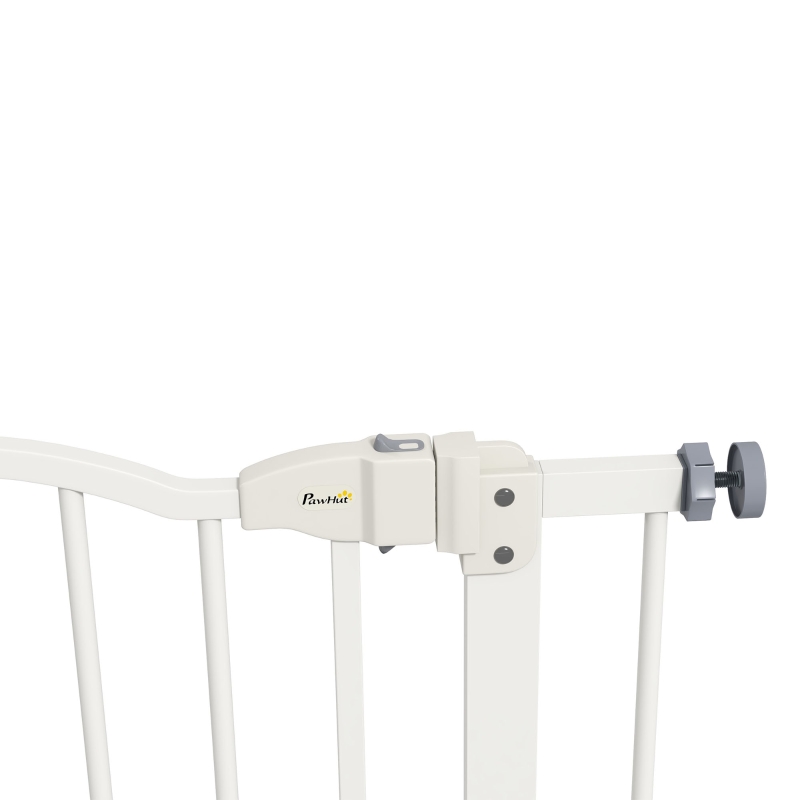 PawHut Pressure Fit Dog Stair Gate No Drilling Safety Gate Auto Close for Doorways, Hallways, 74-94cm Adjustable, 94cm Tall, White