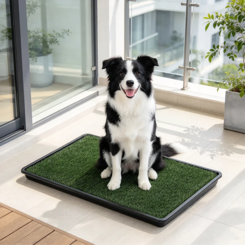 PawHut Lettiera per Cani con Prato Sintetico, Vassoio e Sistema di Drenaggio, 88x56.5 cm per Interni ed Esterni, Verde