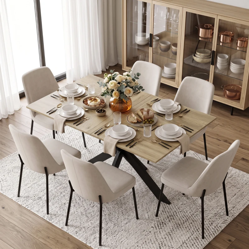 HOMCOM Tavolo da Pranzo Allungabile 4-8 Posti, Rovere