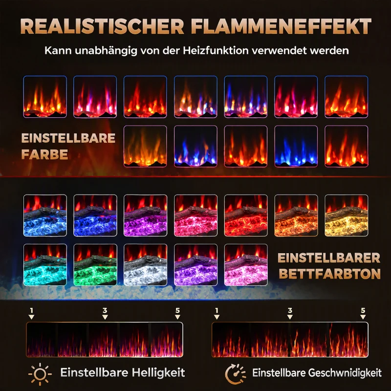 HOMCOM Elektrische haard met vlameffect en afstandsbediening