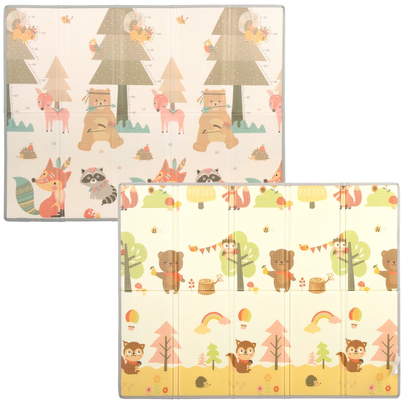 AIYAPLAY Tapete Infantil Dobrável e Reversível 200x150 cm Antiderrapante e Impermeável, Design Árvore e Floresta