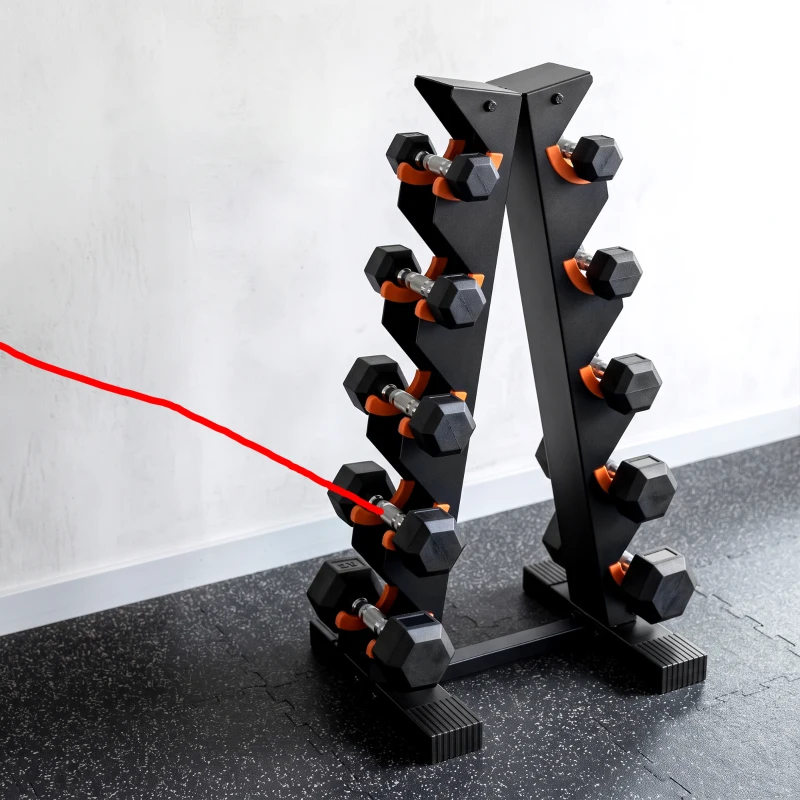 SPORTNOW 5-Tier Dumbbell Rack, A-Frame Weight Stand with Protective Washers, Non-Slip Feet, Space-Saving Storage for Home Gym