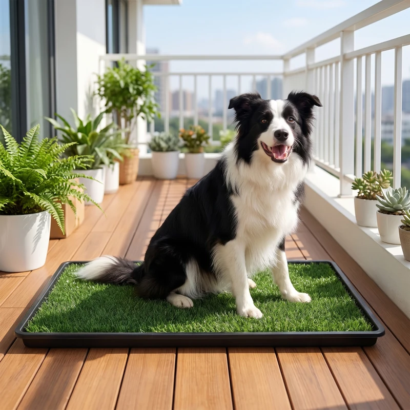 PawHut Lettiera per Cani con Prato Sintetico, Vassoio e Sistema di Drenaggio, 88x56.5 cm per Interni ed Esterni, Verde