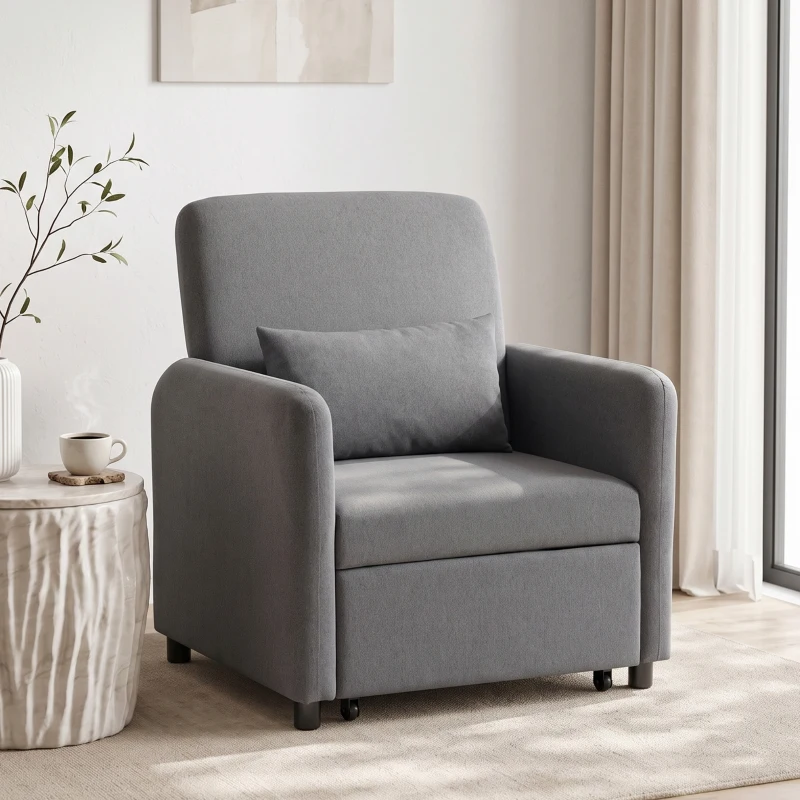 HOMCOM Poltrona Letto 3 in 1 Estraibile con Schienale Regolabile