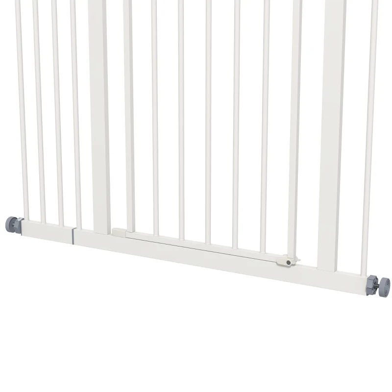 PawHut Pressure Fit Dog Stair Gate No Drilling Safety Gate Auto Close for Doorways, Hallways, 74-94cm Adjustable, 94cm Tall, White