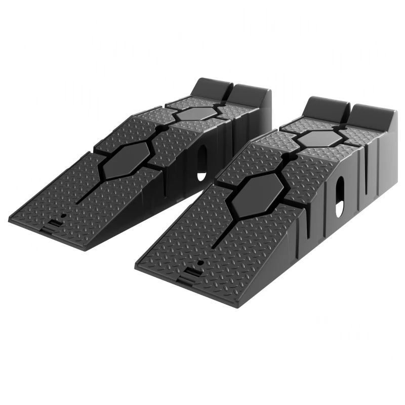 HOMCOM Set da 2 Rampe Auto Antiscivolo Impilabili 4000kg 90x29.5x22.5 cm