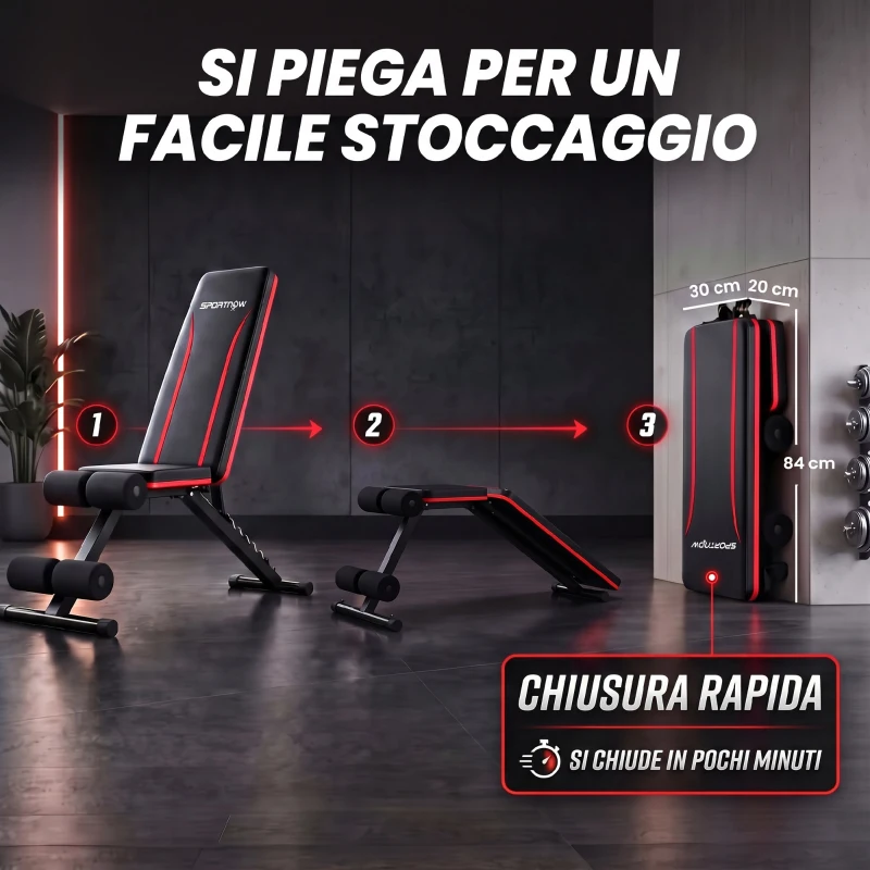 SPORTNOW Panca Pesi Regolabile per Palestra Domestica, Panca Pieghevole con Bande di Resistenza