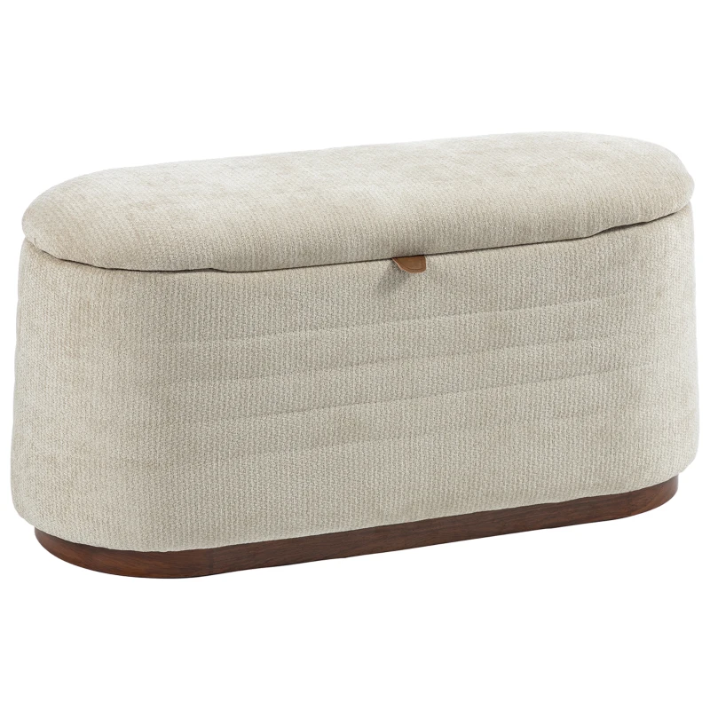 HOMCOM Sitzbank mit Stauraum aus modernem Chenille Truhenbank in 91 cm Beige