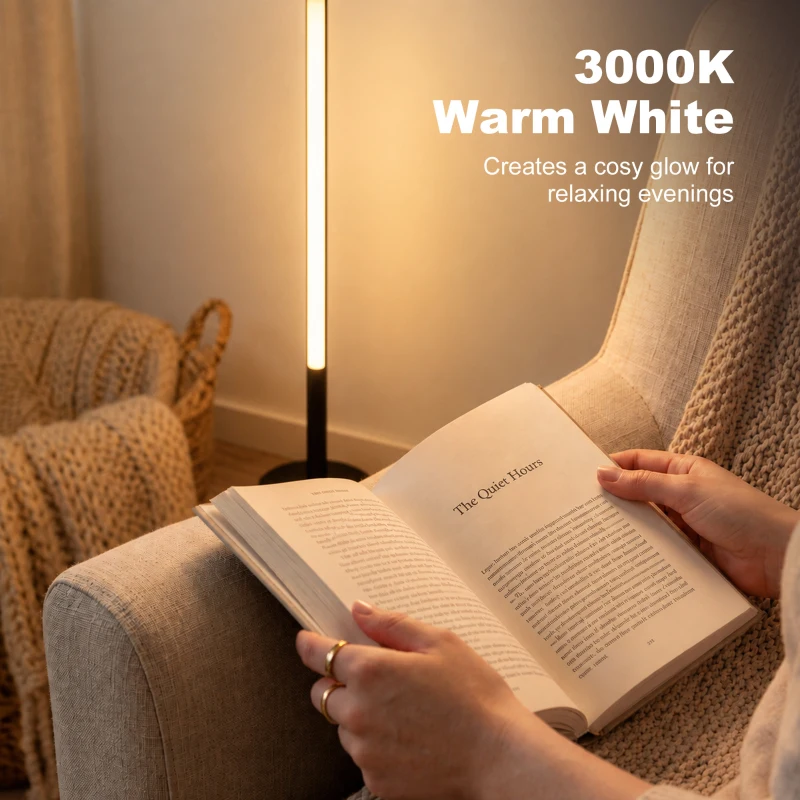 HOMCOM Corner Lamp Set of 2, 1450 lm LED Floor Lamp w/ 3-Level Brightness, Foot Switch, 3000K, Minimalist Corner Light, Black
