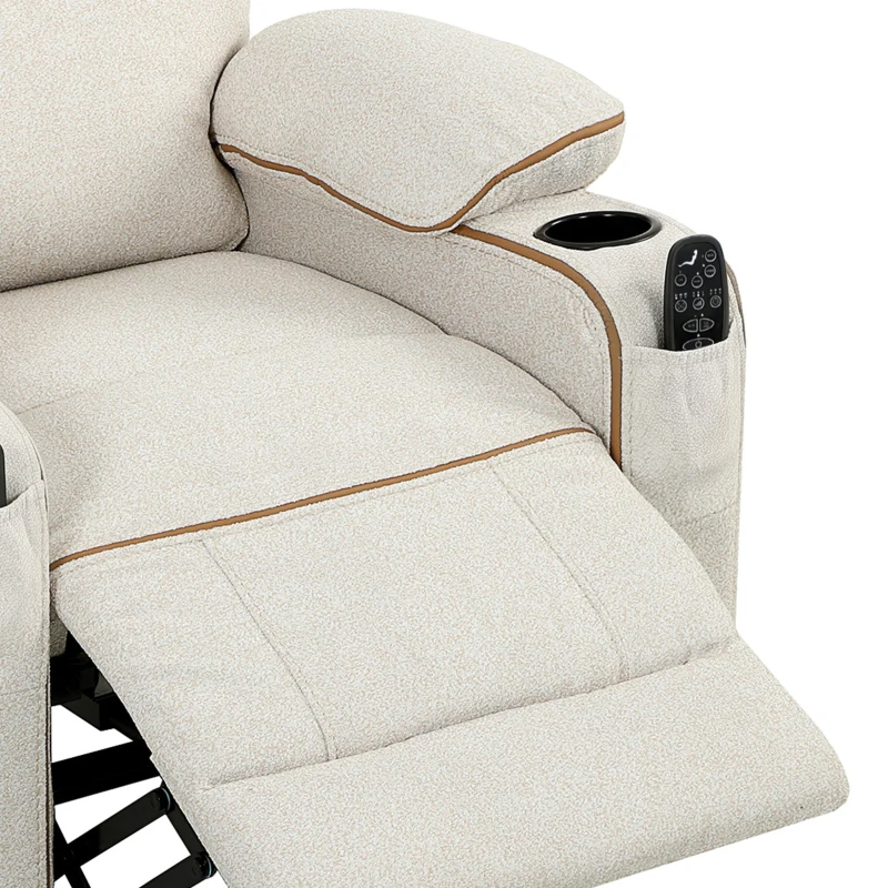 HOMCOM Electric Massage Recliner Armchair with Vibration, Heat, Whisper-Quiet Motor, Memory Function, Spring Pack, Beige