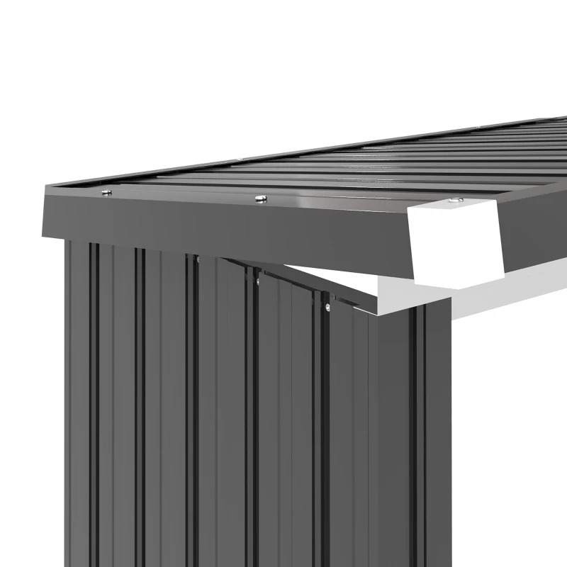 Outsunny Abri-bûches couvert support pour bois de chauffage plancher surélevé toit incliné, acier galvanisé 150x66,5x150cm gris