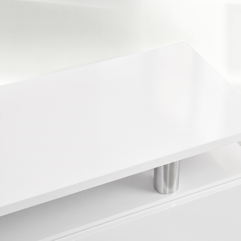 HOMCOM Meuble TV avec Cheminée Électrique 203cm avec Éclairage LED Fausse Cheminée Décorative 900/1800W Effet Flamme 3D Blanc