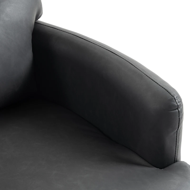 HOMCOM 360° Swivel Accent Chair, Modern Armchair with Thick Cushion, PU Leather Upholstered, Dark Grey