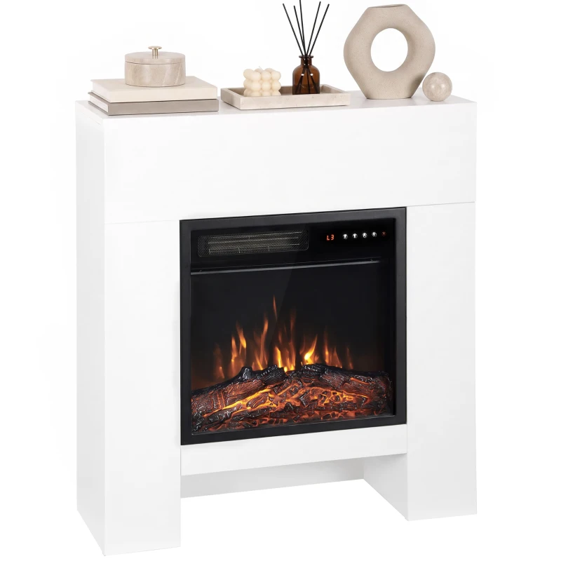 HOMCOM Elektrokamin mit Kaminsims Heizung TV-Stand Kamin inkl Fernbedienung 50 Zoll 75cm Weiß
