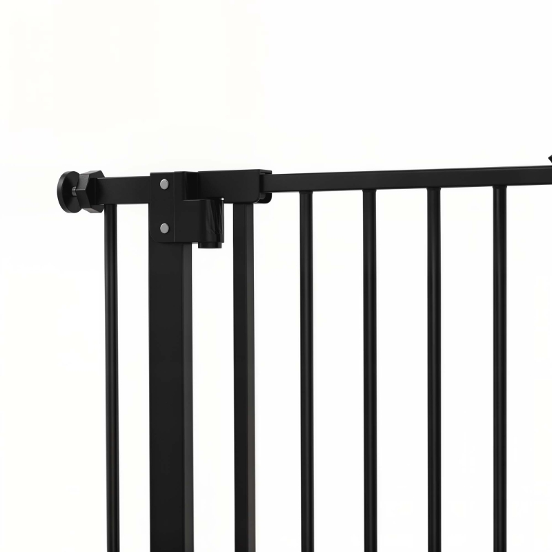 PawHut Adjustable Safety Gate w/ One Extensions, Four Adjustable Screws, Black