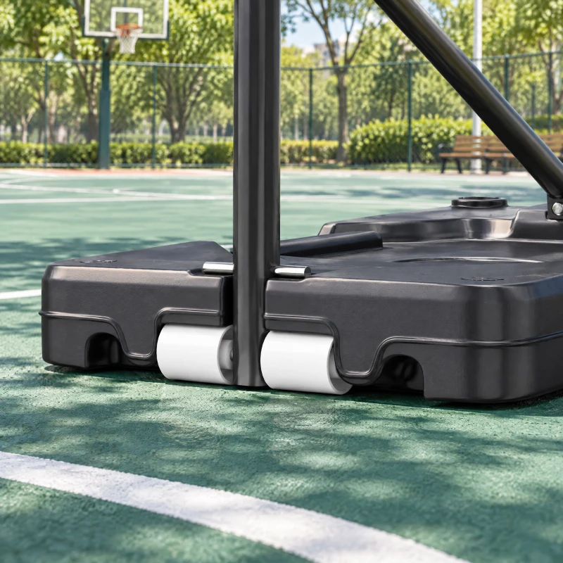 SPORTNOW Panier de Basket Extérieur pour Enfants, Hauteur Réglable 108-213 cm, Base Remplissable et Roulettes, Dès 3 Ans, Noir